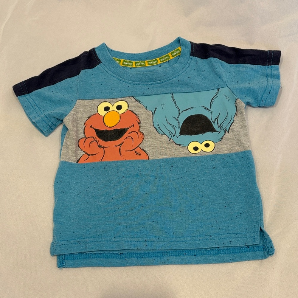 Elmo and Cookie Monster color block tshirt